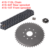 415-110L Chain 10T Front Sprocket and 44T Rear Sprocket Set for 49CC 60CC 80CC Motorcycle Bicycle Pit Dirt Mini Bike ATV