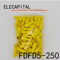 FDFD5-250 FDFD5.5-250 Female Insulated Electrical Crimp Terminal Connectors Cable Wire Connector 100PCS/Pack AWG 12-10 FDFD