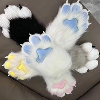 652F Cats Paws Gloves with Claw Cosplay Animal Paws Gloves Therians Paws Fursuit