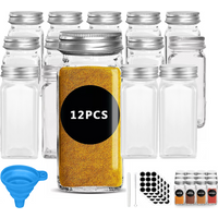 12pc 120ML bottle Glass Spice Bottle Jars Spice Jar Set Transparent Seasoning Storage Bottles Kitchen Salt Bottle