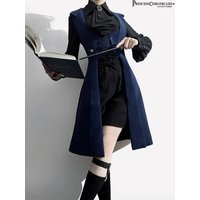 Ouji Lolita Dark Night Overture Retro Dark Middle Ages Handsome Blue Long Vest Slim Fit by Princess Chronicles