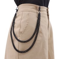 Minimalist Punk Cool Rock Hip Hop Black Keychain Jeans Pants Chain Unisex Trend Multilayer Chain Keychains Party Jewelry