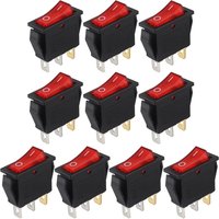 10PCS KCD3 Red Light Illuminated Square Toggle Switch AC 250V/16A 125V/20A KCD3 Mini Boat Switch 3 Pin 2 Position Rocker Switch
