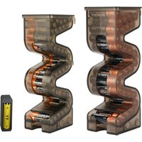 2 PCS Battery Ladder Clear AA AAA Combo Battery Box Kit Organizer Case for 35 AAA & 27 AA Batteries Wall Mounted Battery Holder
