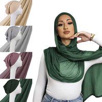 Übergroße leichte Viskose Rayon Hijab Schal mit Jersey Innen kappen Schal dünne einfache Motorhaube Hijabe Femme muslimischen Kopf wickel x 85cm