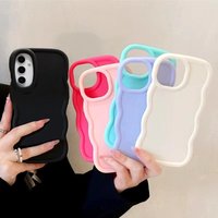 Fashion Solid Color Wave Macaroon Case For Samsung Galaxy S25 S26 Ultra S24 Plus S23 FE A56 A26 36 A16 A55 A35 A25 A27 A17 Cover