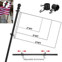 1.8M Adjustable Telescopic Flag Pole Top House Wall Mounted Bracket Base 360 Rotating Steel Outdoor Yard Banner Flag Pole Holder