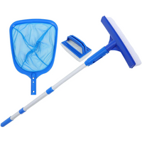Swimming Pool Cleaning Kit, Pool Net Skimmer & Pool Brush with Pole