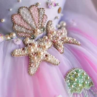 Custom Mermaid Theme Seashell Jellyfish Ombre Tulle Flower Girl Dress Wedding Gown for First Christmas Kids Party Outfit