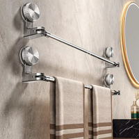 Suction Cup Telescopic Towel Bar Suction Cup Rotatable Corner Storage Rack Punch-free Bathroom Shelf
