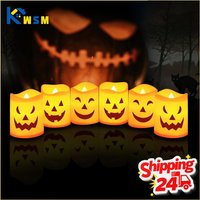 6-60PCS Halloween Flickering LED Candle Holder Skull Ghost Pumpkin Lantern Spooky Decoration for Haunted House Centerpiece