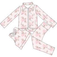 New Spring Toddler Girl Yoga Outfits Pink Bow Flowers Printed Clothes Girls 3 Piece Sets Other Prints Customized