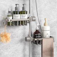 Bathroom non-perforated multi-layer storage rack Bathroom shelf Toilet space aluminum shower rail rack