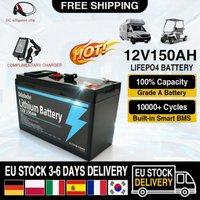 Lithium 12V 150Ah LiFePO4 Deep Cycle 4000+ Zyklen Akku Wiederaufladbare Batterie für Beleuchtung, Power Wheels, Solar-/Windkraft, kleine USV-Anlagen