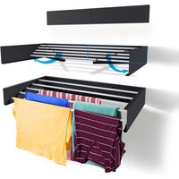 80cm Wall Mounted Laundry Drying Rack White Metal Clothes Drying Rack 5 Rods Space Saving Laundry Racks for Drying Towel Shoes