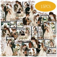 Etori Life 15Pcs Eternal Wedding Scene Stickers, Gentle Atmosphere Scrapbooking Materials for Laptops, Phone Stickers, Suitcases, Photo Albums, Scrapbooking Supplies, DIY Crafts, Student Gift Bags,