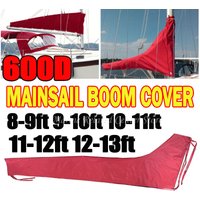 600D Red 8-9ft 11-12ft 12-13ft Mainsail Boom Sail Cover Waterproof Cover Boat Cover Windproof Sunshade Anti Scratch Dustproof