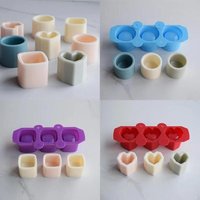 3 Hole Random Color Silicone Mold Gypsum Concrete Mould For Succulent Flower Pot DIY Aromatherapy Candle Decor