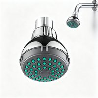 High‑Pressure Fixed Shower Head, Chrome Finish Rainfall Showerhead with Green Silicone Nozzles, Wall‑Mount Water‑Saving Bathroom