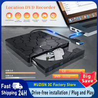 2 in 1 External DVD RW Drive USB 3.0 Type C Interface Slim DVD CD Writer Burner Reader Player Optical Drive For Laptop Notebook
