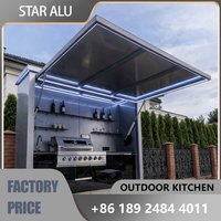 Outdoor kitchen for family patios with BBQ grill, remote control, no installation required.