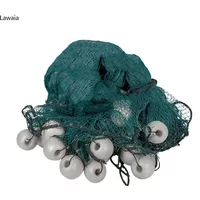 Lawaia Green Multifilament Fishing Trawl Net with Iron Sinker Foam Floats Fish Ponds Dragnet Pull-net 5m 10m 15m Railing Netting
