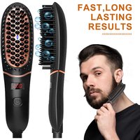 Beard Comb Ceramic Ionic Straight Brush Flat Iron Electric Hair Straightener Brush for Anti Scald Home Use
