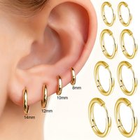 2 Pieces Classic Fashion Stainless Steel Round Hoop Earrings Woman 2.5mm Thick Gold Silver Color Ear Buckle Daily Female Jewelry