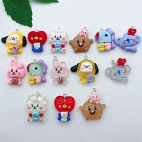 BT21 colorful cartoon resin transparent dog and koala bunny bag keychain DIY handmade accessories