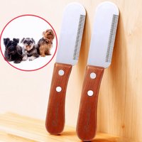 Dog Comb Knife Dogs Brush Wooden Handle Dog Hair Comb Pet Grooming Stainless Steel Knife Combs for Dogs Hair Shaving Brushes