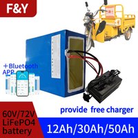 F&Y 72V 5000W Battery 30Ah 50Ah 60V 12Ah 30Ah 50Ah Lithium Ion for 800W 10KW 14KW Two-Wheeler Citycoco Motorcycle Tricycle EV