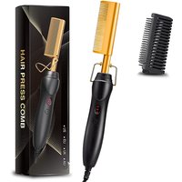 Electric Hot Comb Dual Voltage Copper Heater Hair Curler Copper Comb Straightening And Curling Hair Care