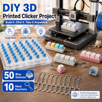 50PCS Blue Mechanical Keyboard Switches 3 Pin MX Style Clicky Switches with 10 Keychains for 3D Printed Fidget