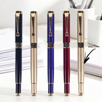 Customized in-stock promotional gift metal ballpoint pen, creative gift, black business gel pen with logo