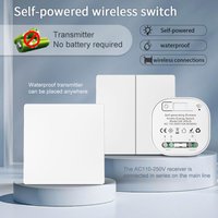 Outdoor Waterproof Self Powered Wireless Wall Switch Rocker Type Long-distance Household 1/2 gang Battery Free Wiring Free Kinet