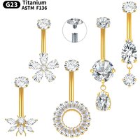 1/2Pcs Titanium Dangle Belly Button Ring Internally Threaded Navel Piercing Jewelry Belly Ring Barbell Piercing Sexy Women Gift