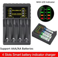 4 Slots Intelligent Ni-Mh Battery Charger For Rechargeable Charger Cable 1.2V AA Ni-MH Battery With USB Output Power LED Display