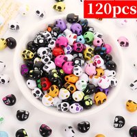 120pcs 10mm Skull beads, acrylic beads. DIY bracelets and necklaces, jewelry. Decorative beads (mixed colors)