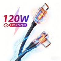 6A 120W USB C To Type C Cable 90 Degree Elbow Fast Charging Data Cord For Xiaomi Samsung Huawei Oneplus Super Quick Charge Cable