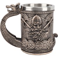 Stainless Steel Mug Viking Beer Mug Vintage Large Capacity Stainless Steel Liner Mug Resin Process Ornaments for Beer Coffee L