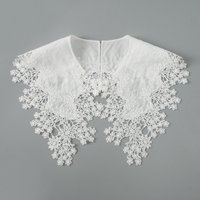 1Pair White Flower Embroidery DIY Lace Neckline Collar Fabric Sewing Applique Craft Dress Cloth Wedding Dress