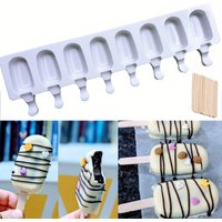 4/8 Hole Food Grade Silicone Ice Cream Mold Ice Pop Cube Popsicle Mold With Sticks Dessert DIY Magnum Cake Mold Ice Cream Maker