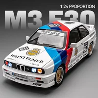 Simulation 1:24 BMW M3 Racing Car Model with Sound Light Collection Diecast Toy Vehicle Children Boy Birthday Gift Home Decor