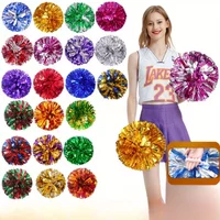 10 Cheerleading Pom Poms Metallic Foil Plastic Pom Poms with Baton Handle for Game Sports Squads Dancing Party Basketball Club