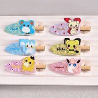 2pcs Pokemon Anime Psyduck Hairpin Cute Jigglypuff Tie Hair Ponytail Hair Accessory Cartoon Pichu Girl Headwear Accessories