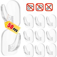 50/10PCS Transparent Mini Small Hooks Self Adhesive Clear Wall Hooks Sticky Hanger Decor Hook Kitchen Multifunctional Hook Organ