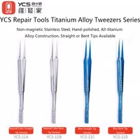 YCS Repair Home Titanium Alloy Tweezers 11A/11B/11C/11D Straight/Bent Tip Non-Magnetic Hand-Polished for Electronics Repair