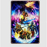 Final Fantasy X Cast Poster Metal Sign Pub Club Cool Vintage Custom Bedroom Garage Home Wall Decor Posters Room Decoration