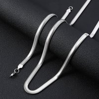 6mm 925 Sterling Silver Flat Snake Chain Necklace Simple Silver Color Soft Chain Men Necklace Hip Hop Jewelry Trendy Accessories