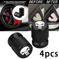 4pcs Metal Skull Logo Emblem Car Wheel Tire Valve Caps Tyre Stem Covers For Skull Pattern Tire Valve Caps Decor